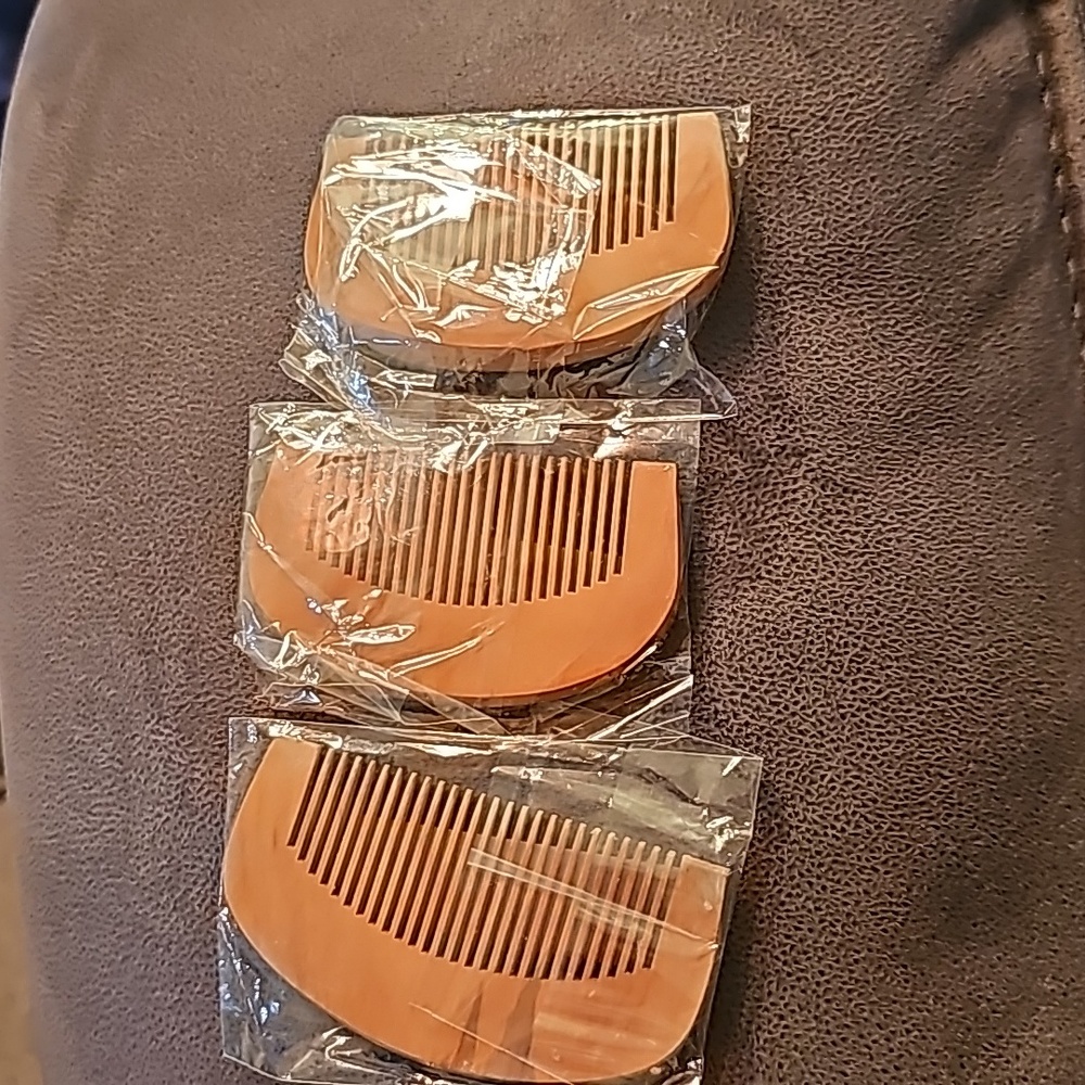 Natural wood beard comb